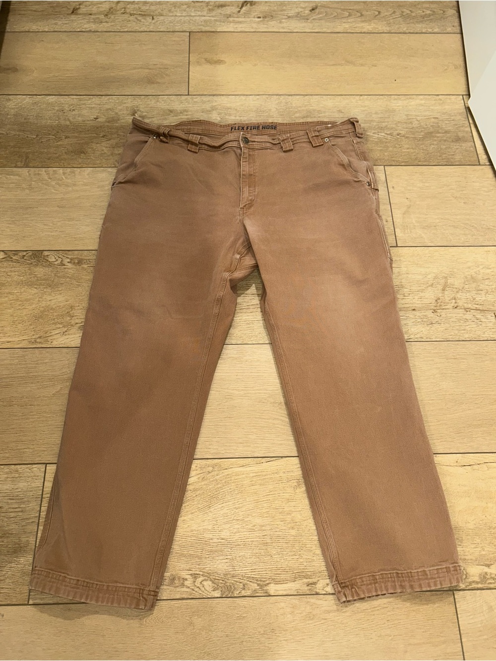 Duluth Trading Co Mens Flex Fire Hose Work Pants Brown 46x32 (29) Relaxed Fit